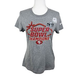 Nike San Francisco 49ers Super Bowl Champion Shirt Women Small Grey Football NFL